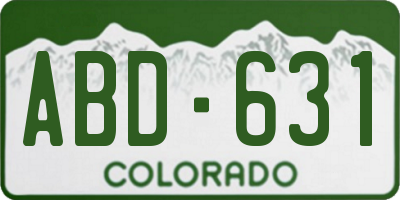 CO license plate ABD631