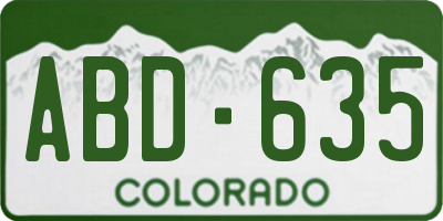 CO license plate ABD635