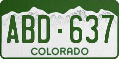 CO license plate ABD637