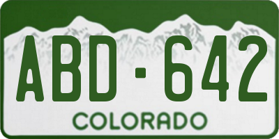 CO license plate ABD642