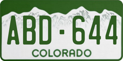 CO license plate ABD644