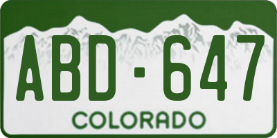 CO license plate ABD647