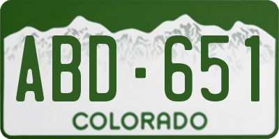 CO license plate ABD651