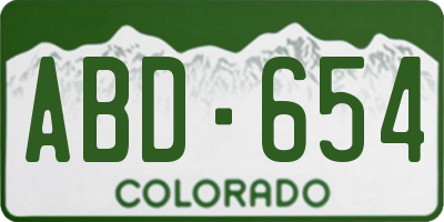 CO license plate ABD654
