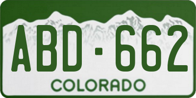 CO license plate ABD662