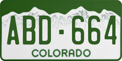 CO license plate ABD664