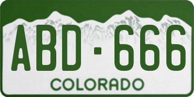 CO license plate ABD666