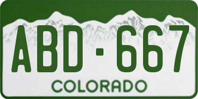CO license plate ABD667