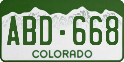 CO license plate ABD668