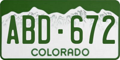 CO license plate ABD672