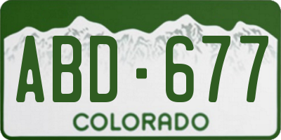 CO license plate ABD677
