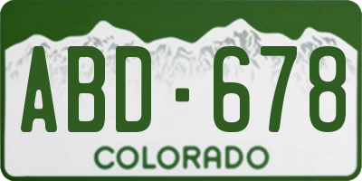 CO license plate ABD678
