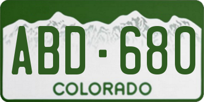 CO license plate ABD680