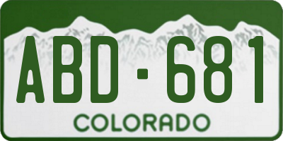 CO license plate ABD681