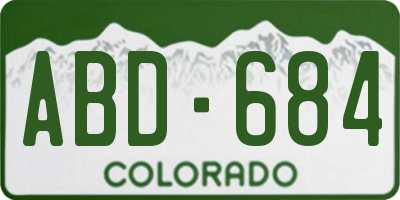 CO license plate ABD684