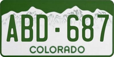 CO license plate ABD687