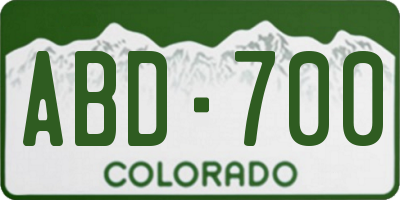 CO license plate ABD700