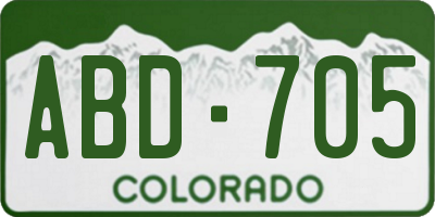 CO license plate ABD705