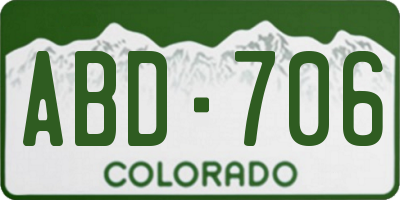 CO license plate ABD706