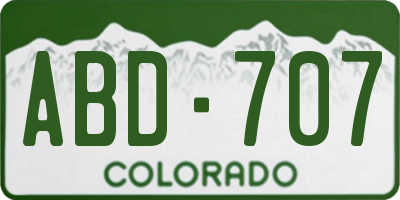 CO license plate ABD707
