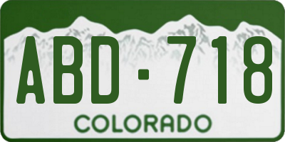 CO license plate ABD718