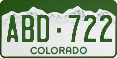 CO license plate ABD722