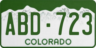 CO license plate ABD723