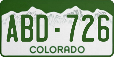 CO license plate ABD726