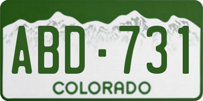 CO license plate ABD731