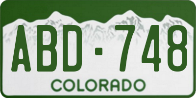 CO license plate ABD748