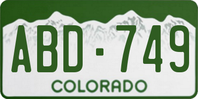 CO license plate ABD749