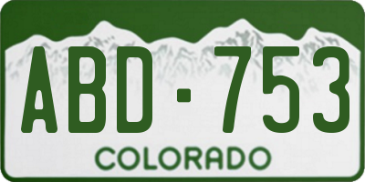 CO license plate ABD753