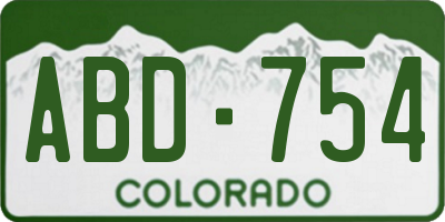 CO license plate ABD754