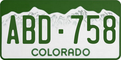 CO license plate ABD758