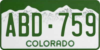 CO license plate ABD759