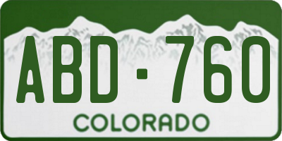 CO license plate ABD760