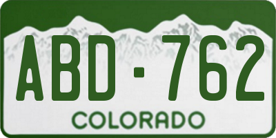 CO license plate ABD762