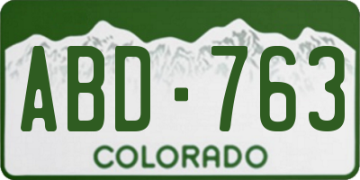 CO license plate ABD763