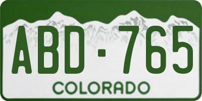 CO license plate ABD765