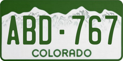 CO license plate ABD767