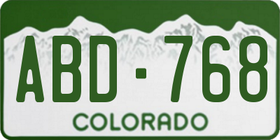 CO license plate ABD768