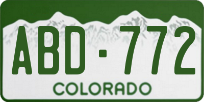 CO license plate ABD772