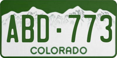 CO license plate ABD773