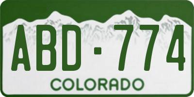 CO license plate ABD774