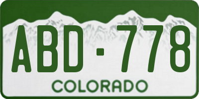 CO license plate ABD778
