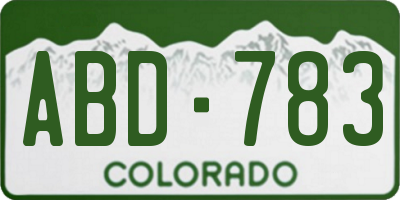 CO license plate ABD783