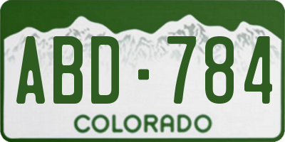 CO license plate ABD784