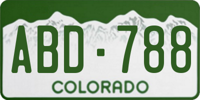 CO license plate ABD788