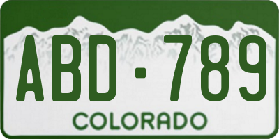 CO license plate ABD789
