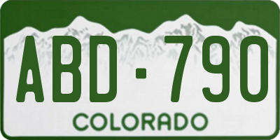 CO license plate ABD790
